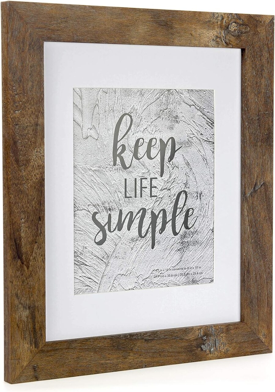Rustic Brown 11x14 Picture Frame - Made to Display Pictures 8x10 with Mat